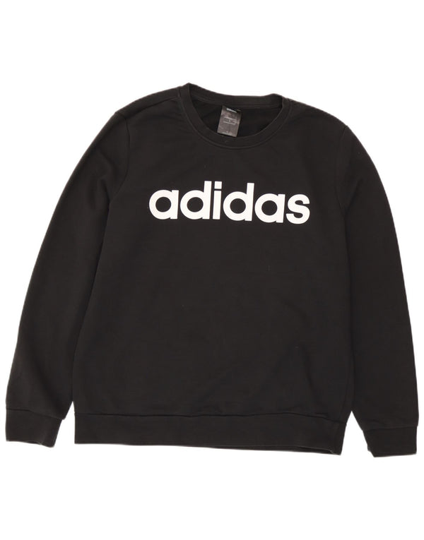 Damska bluza Adidas Graphic Jumper UK 16, duża, czarna bawełna