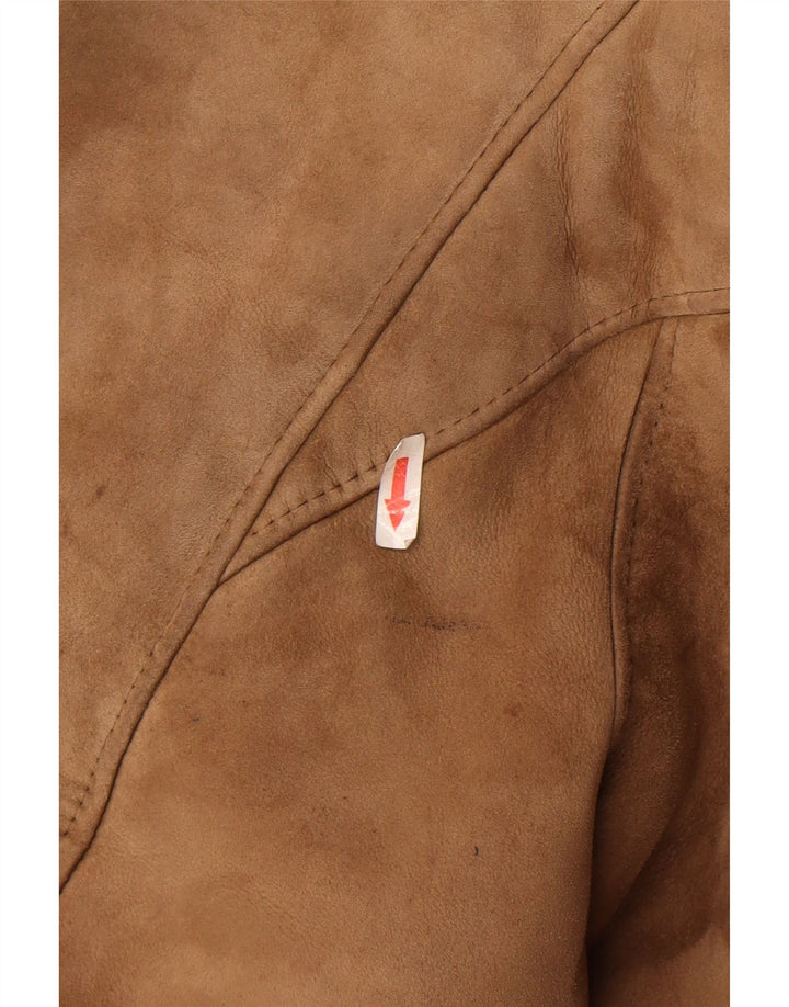 Vintage damska kurtka oversize z owczej skóry IT 48 XL, brązowa owcza