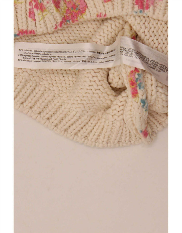 Damski podkoszulek Zara Crop Vest UK 12 Średni biały kwiatowy poliester