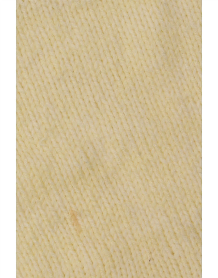 Sweter damski w stylu vintage z wywijanym dekoltem UK 14, średni żółty