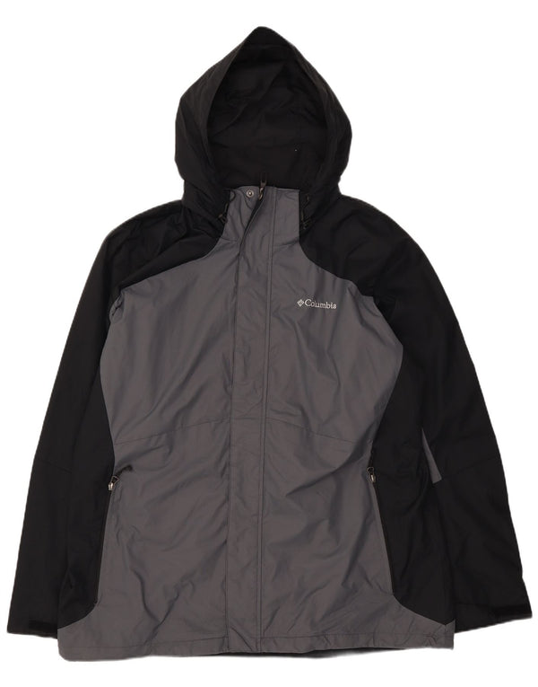 Męska kurtka wiatrówka z kapturem Columbia UK 42 XL Szary nylon w bloki kolorów
