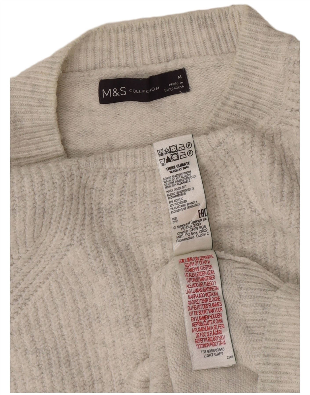 Marks & Spencer Damski sweter z dekoltem w łódkę, UK 14, średni szary, nakrapiany