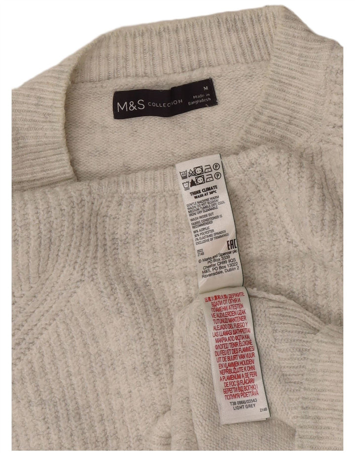 Marks & Spencer Damski sweter z dekoltem w łódkę, UK 14, średni szary, nakrapiany