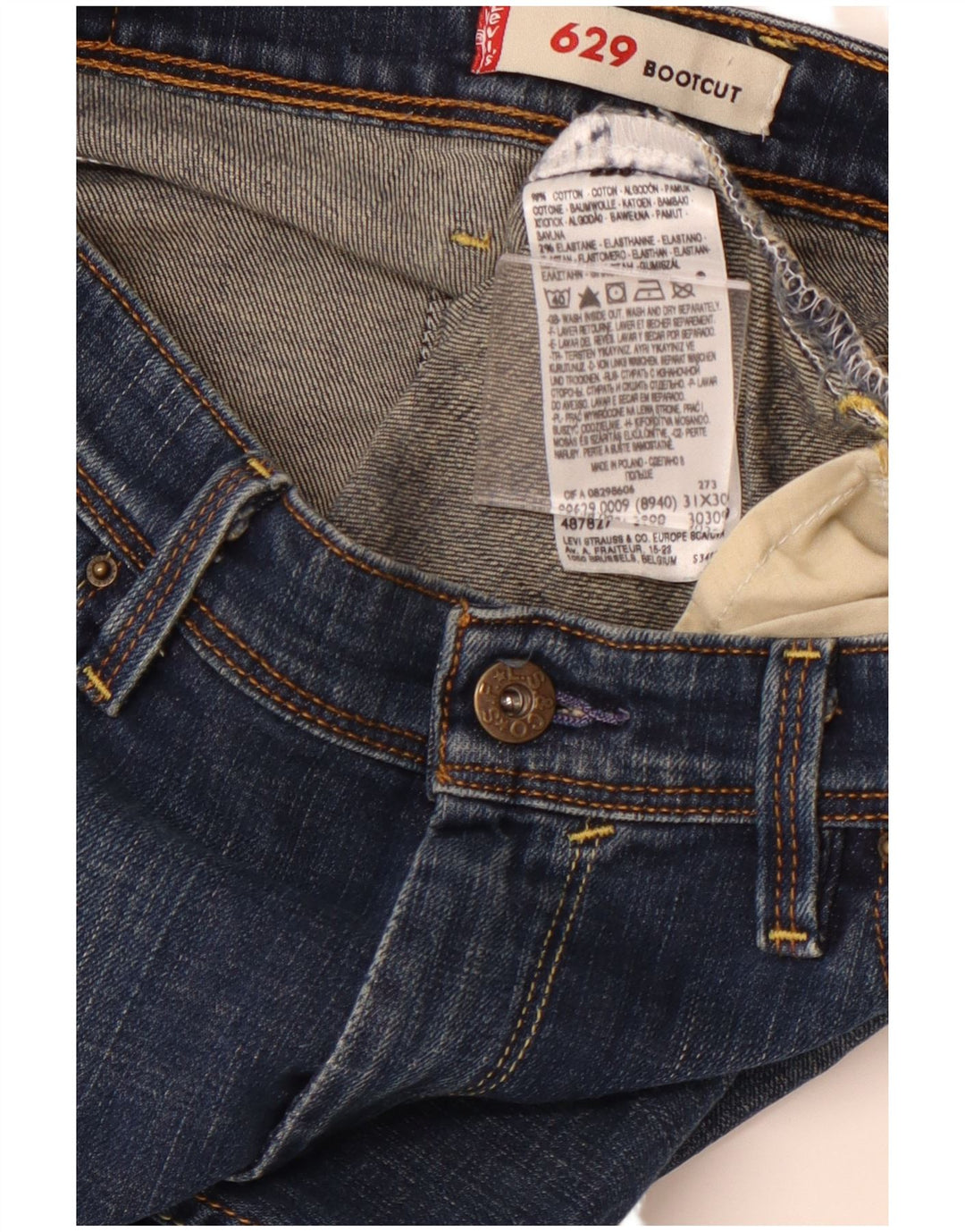 Damskie jeansy LEVI'S 629 Bootcut W31 L30 Granatowa bawełna