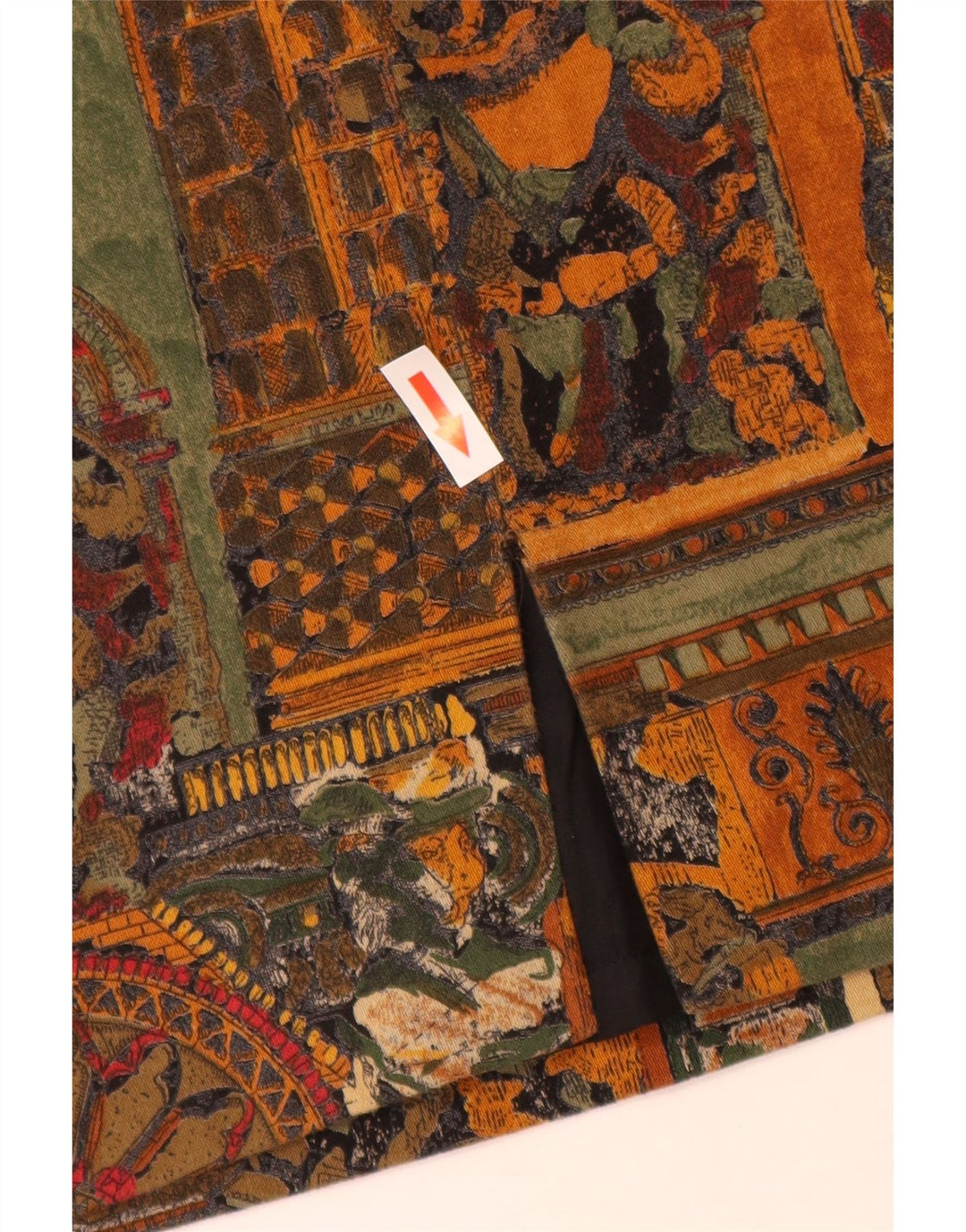 Damska spódnica ołówkowa VINTAGE W28 Średni brąz z geometrycznej bawełny