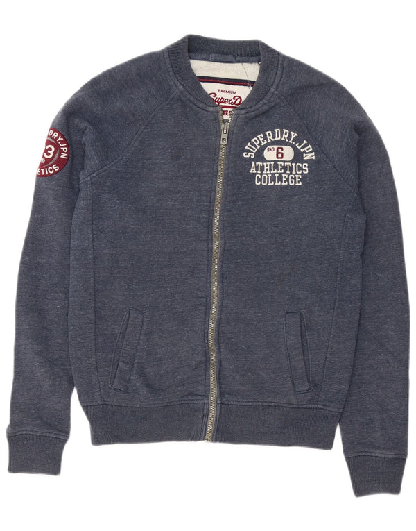 Superdry Mens Graphic Tracksuit Top Jacket Medium Navy Blue Flecked Cotton