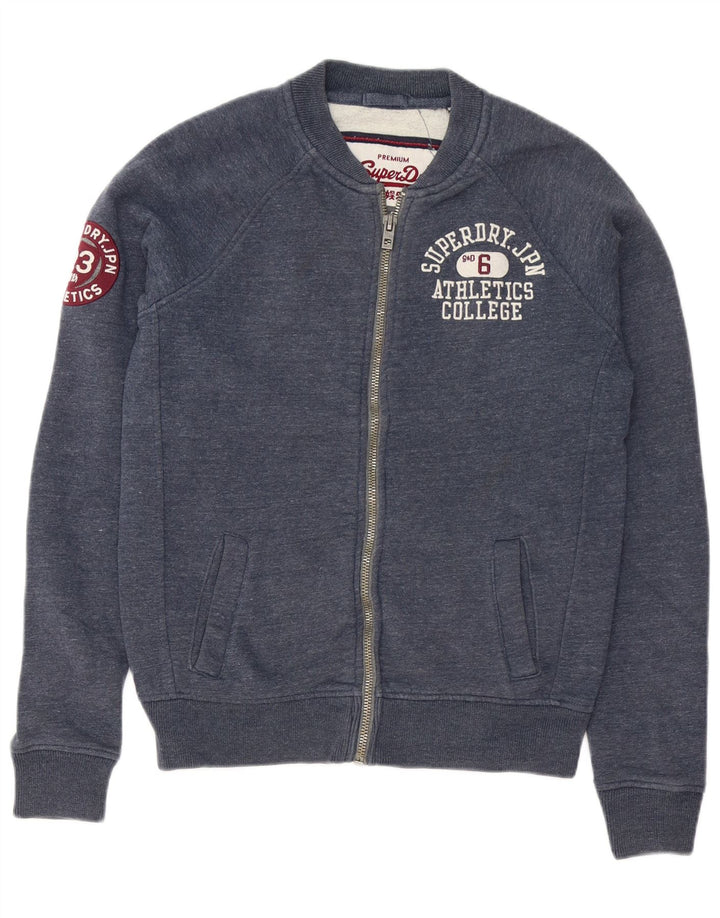Męska kurtka dresowa Superdry z grafiką, średnia, granatowa, bawełniana w cętki