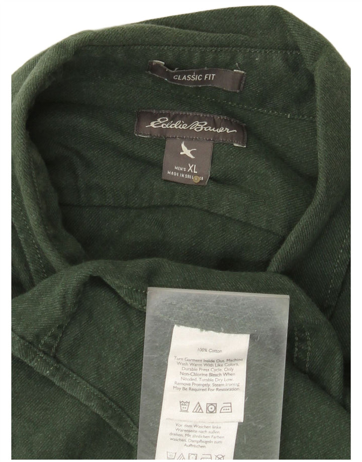 EDDIE BAUER Męska koszula flanelowa o klasycznym kroju XL, zielona bawełniana