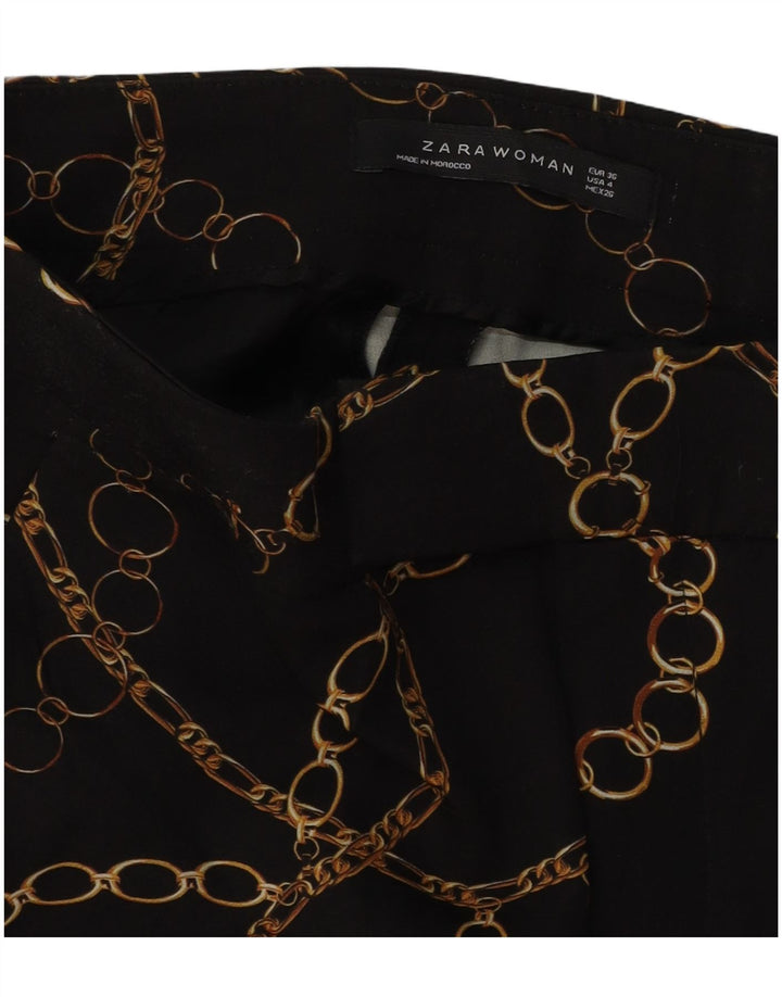 Damskie spodnie codzienne ZARA w abstrakcyjny wzór EU 36 XS W26 L27 czarne