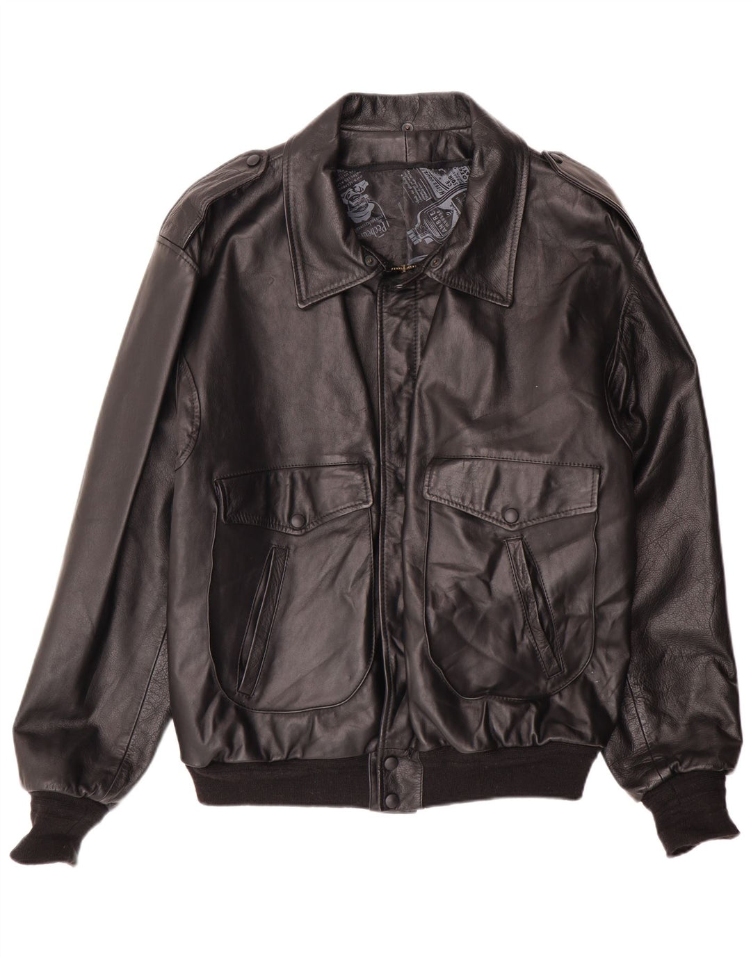 Vintage męska skórzana kurtka wojskowa bomber UK 42 XL czarna