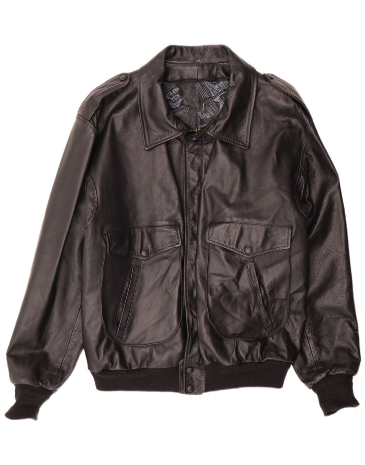 Vintage męska skórzana kurtka wojskowa bomber UK 42 XL czarna