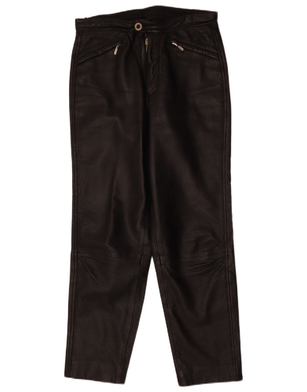 Damskie zwężane skórzane spodnie VINTAGE EU 38 Medium W30 L29 Czarna skóra