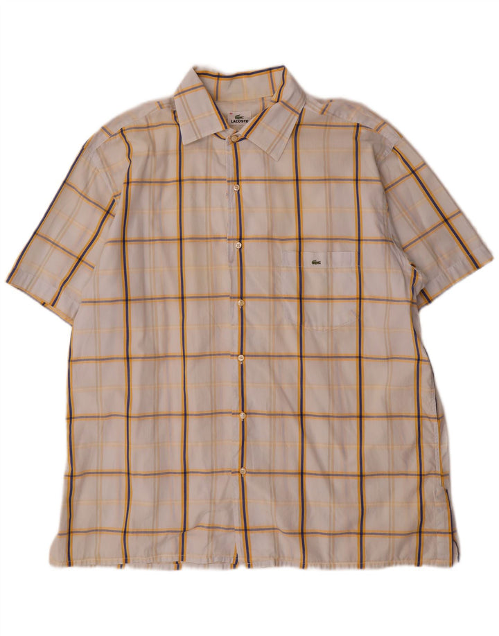 Koszula męska z krótkim rękawem Lacoste, rozmiar 46, 2XL, bawełniana, biała krata