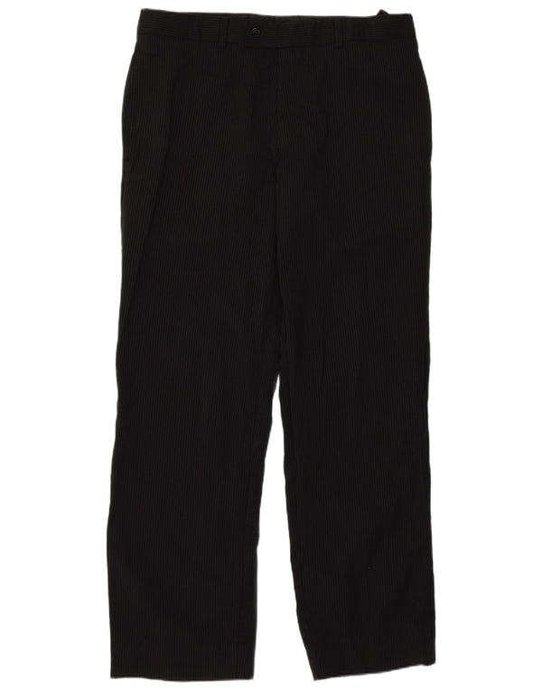 Męskie spodnie garniturowe Hugo Boss EU 52 XL W36 L30 Czarne, bawełniane w prążki