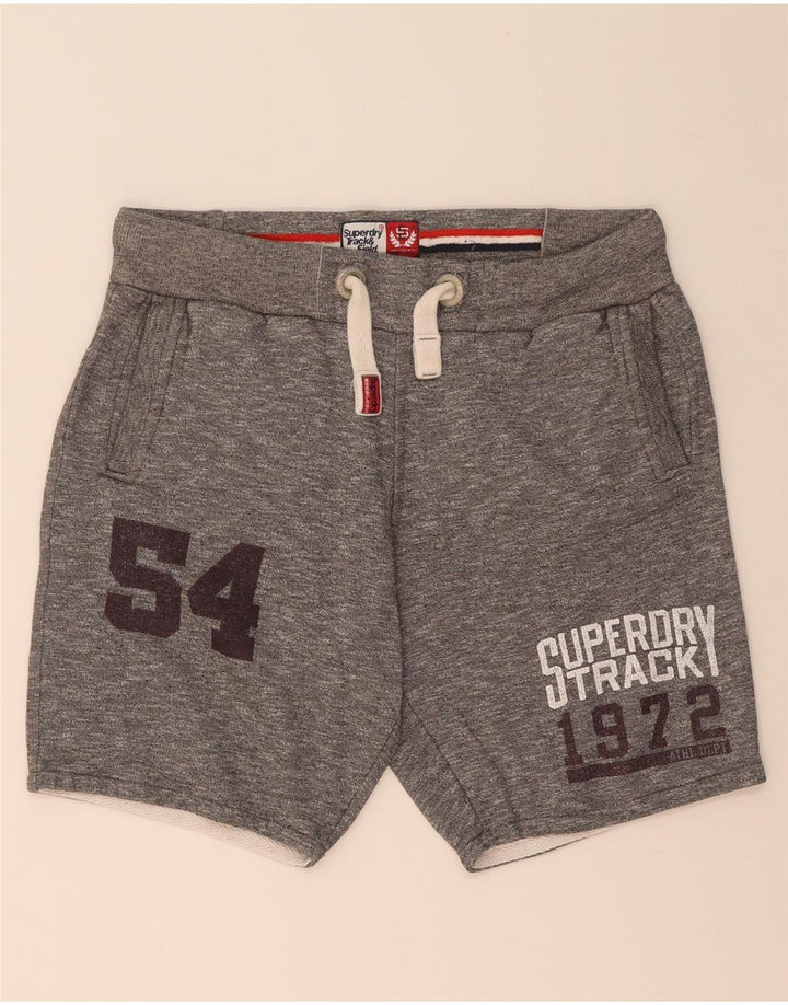 Męskie spodenki sportowe Superdry z grafiką, średnioszare, bawełniane