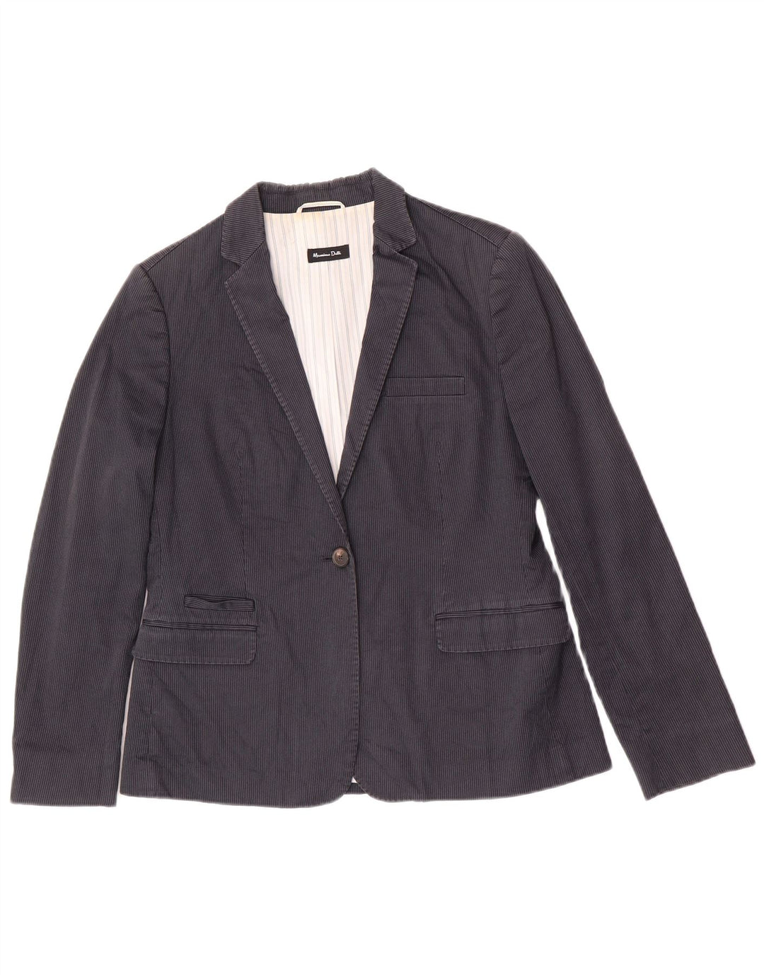 Damska marynarka Massimo Dutti zapinana na 1 guzik EU 44 XL, granatowa, w prążki