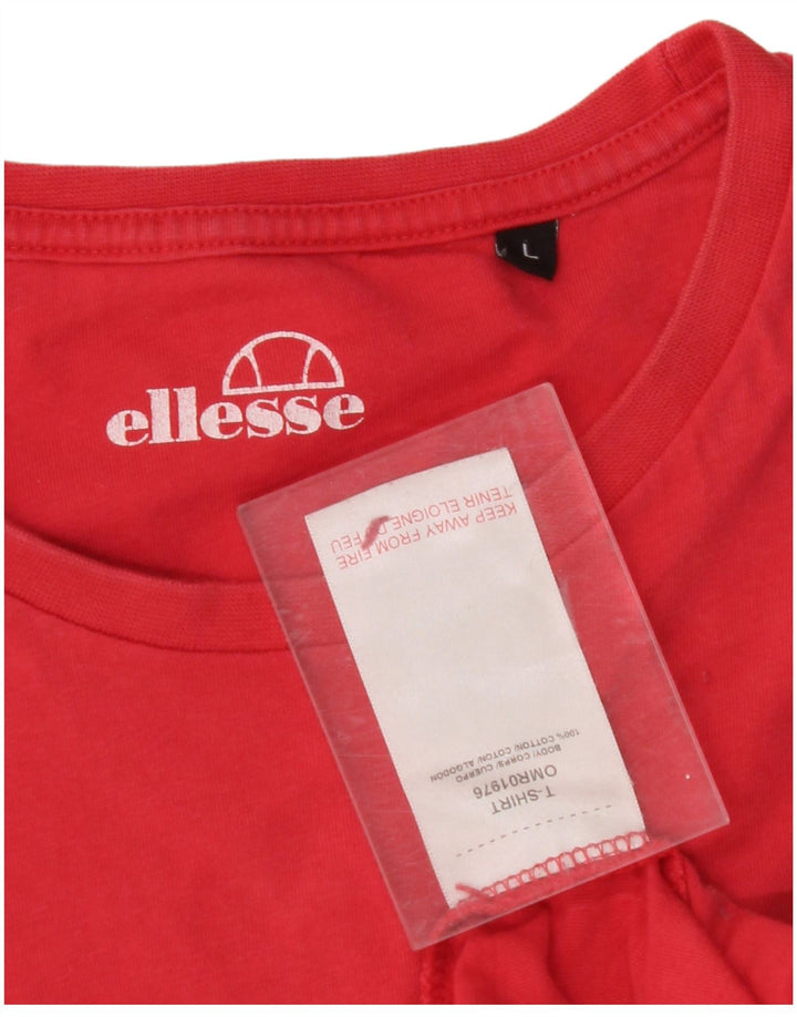 ELLESSE Mens Graphic T-Shirt Top Large Red Cotton