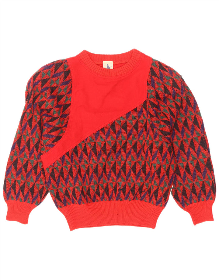 Damski sweter Skipper's z dekoltem w łódkę IT 42 Średnioczerwony, geometryczny wełniany