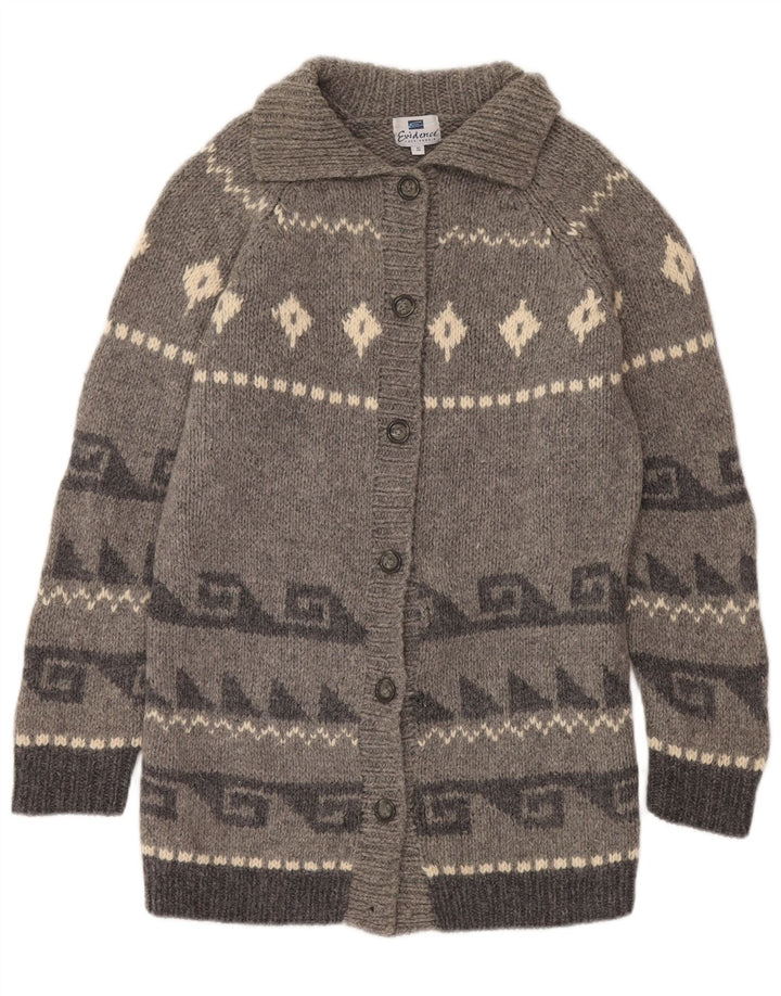 Sweter damski Evidence Longline Cardigan UK 10 Small Grey Fair Isle Wool