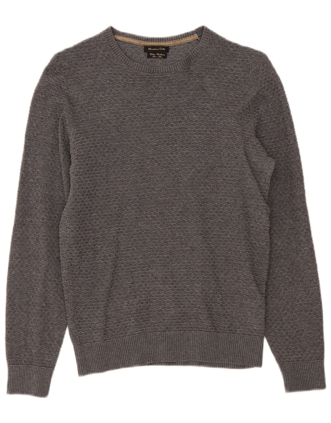 Męski sweter Massimo Dutti z dekoltem w łódkę, mały, szary, bawełniany