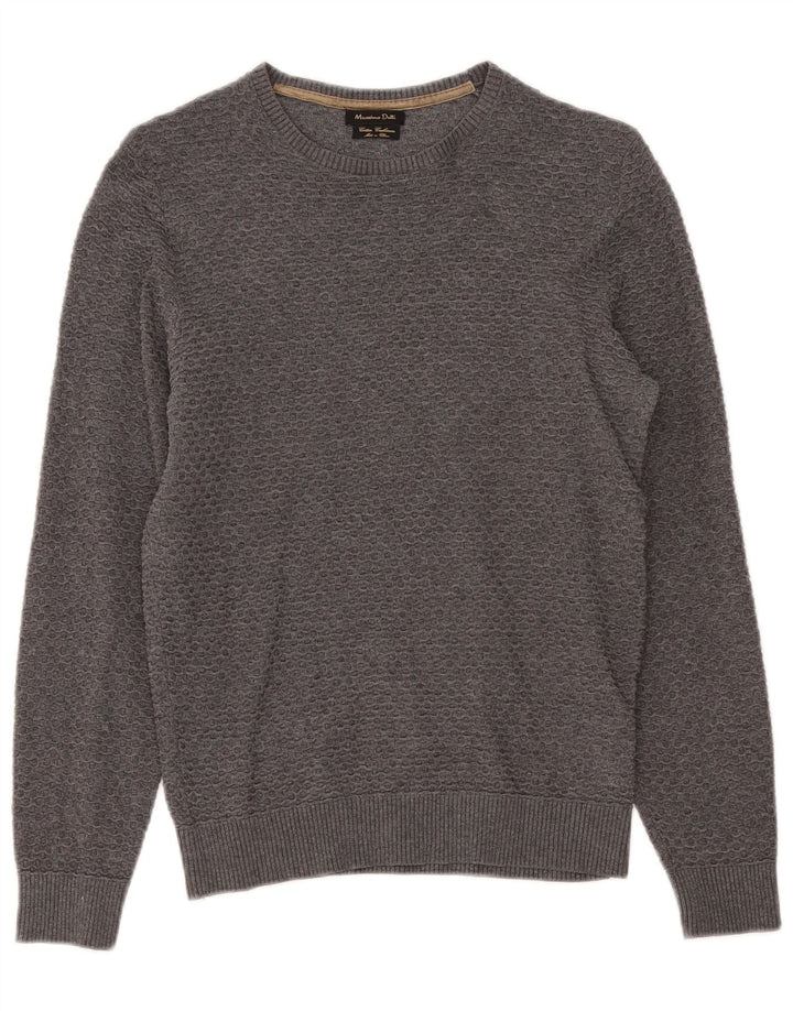 Męski sweter Massimo Dutti z dekoltem w łódkę, mały, szary, bawełniany