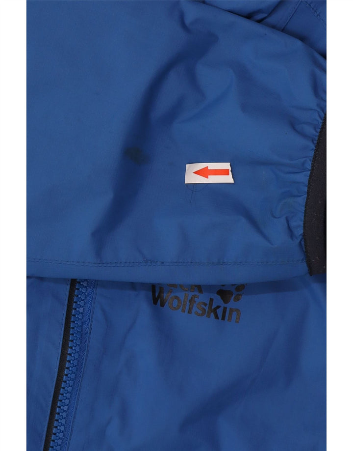 Chłopięca kurtka przeciwdeszczowa Jack Wolfskin 15-16 lat Niebieski poliamid z blokami kolorów