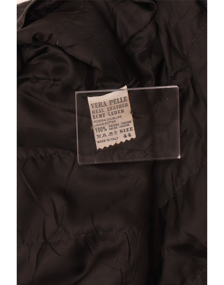 Vintage damska kurtka skórzana IT 44, średnia czarna skóra