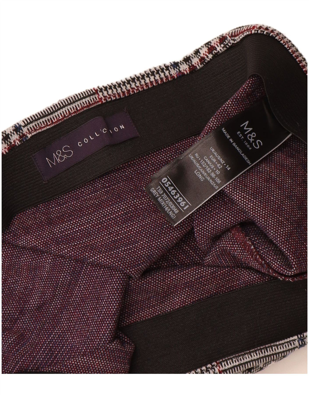 Marks & Spencer Damska prosta spódnica UK 14, duża, W32, szary poliester w kratę