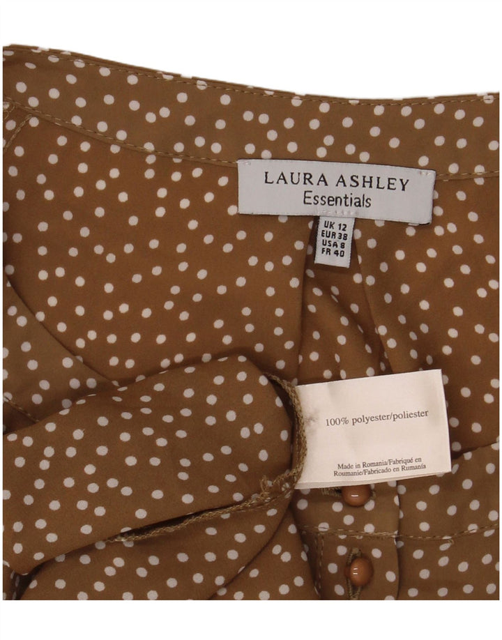 Damska bluzka koszulowa Laura Ashley UK 12, średni brąz, cętkowany poliester