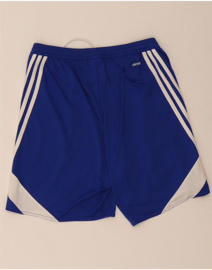 Męskie spodenki sportowe Adidas Climalite, średni niebieski, poliester z blokami kolorów