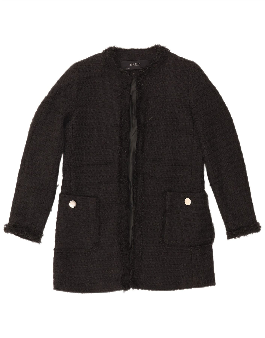 Damska marynarka ZARA z długimi rękawami, UK 10, mała, czarna, poliester