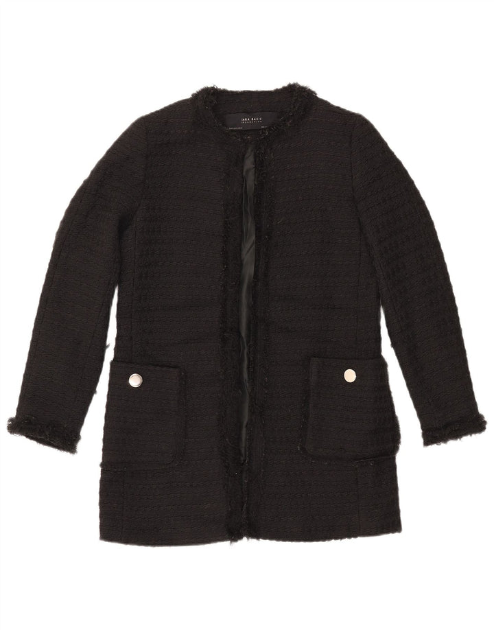 Damska marynarka ZARA z długimi rękawami, UK 10, mała, czarna, poliester