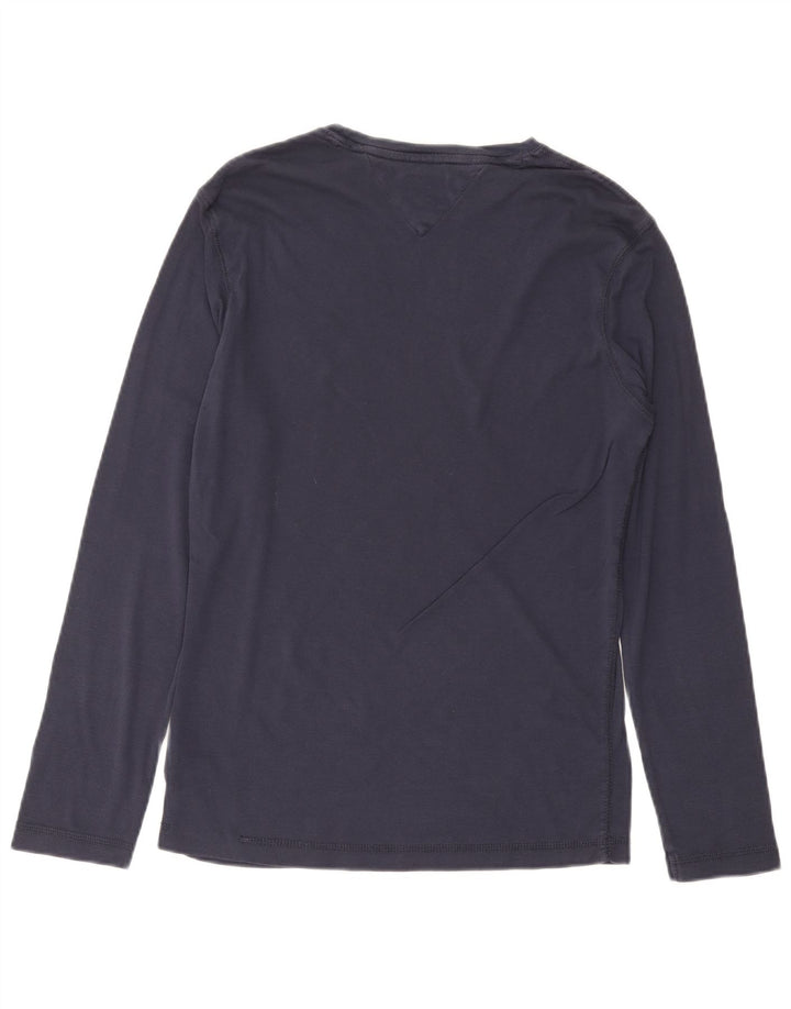 TOMMY HILFIGER Męski top z długim rękawem, średni, granatowy, bawełniany