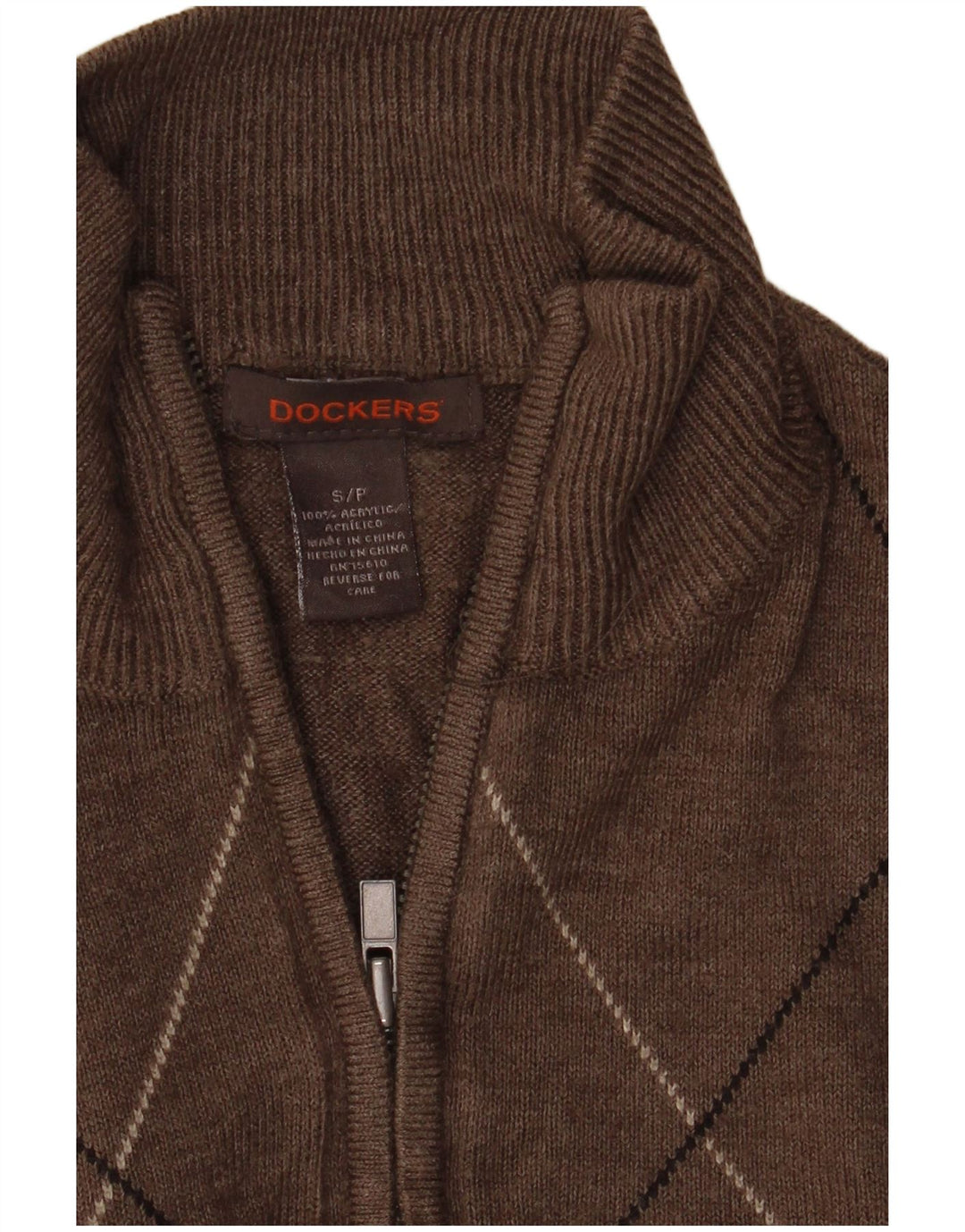 Męski sweter z zamkiem błyskawicznym Dockers, mały brązowy Argyle/Akryl diamentowy