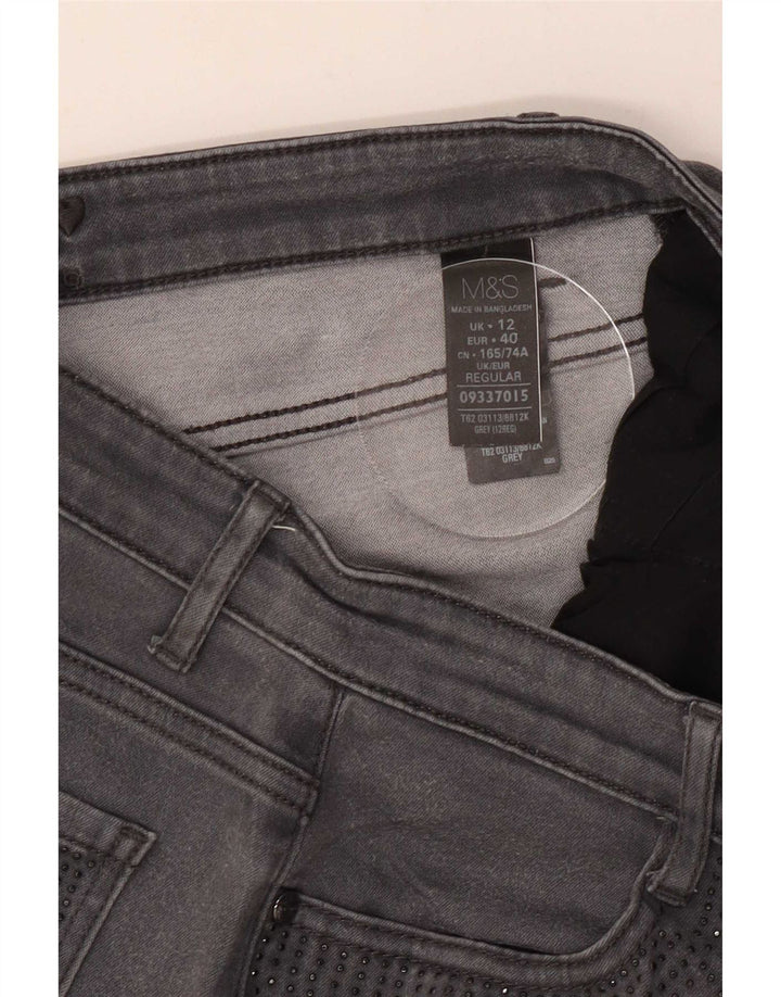 Marks & Spencer Damskie proste dżinsy UK 12 Medium W30 L29 Szara bawełna