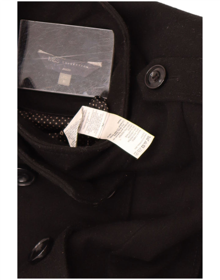 Marks & Spencer Damski płaszcz Petite Pea UK 10, mały, czarny poliester