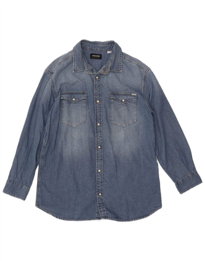 Męska koszula dżinsowa JACK & JONES XL, niebieska, bawełniana