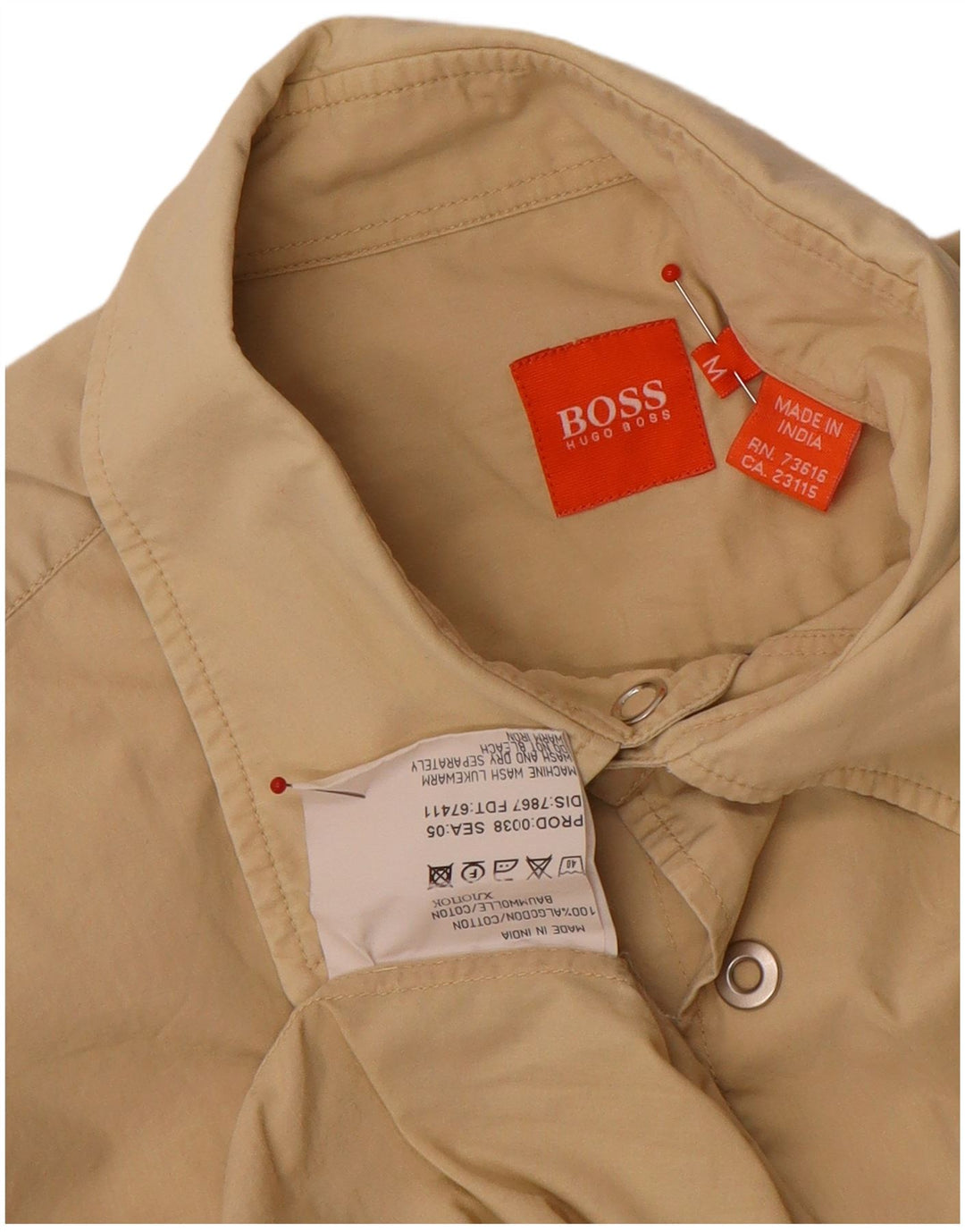 Męska koszula z krótkim rękawem Hugo Boss, średnio beżowa, bawełniana
