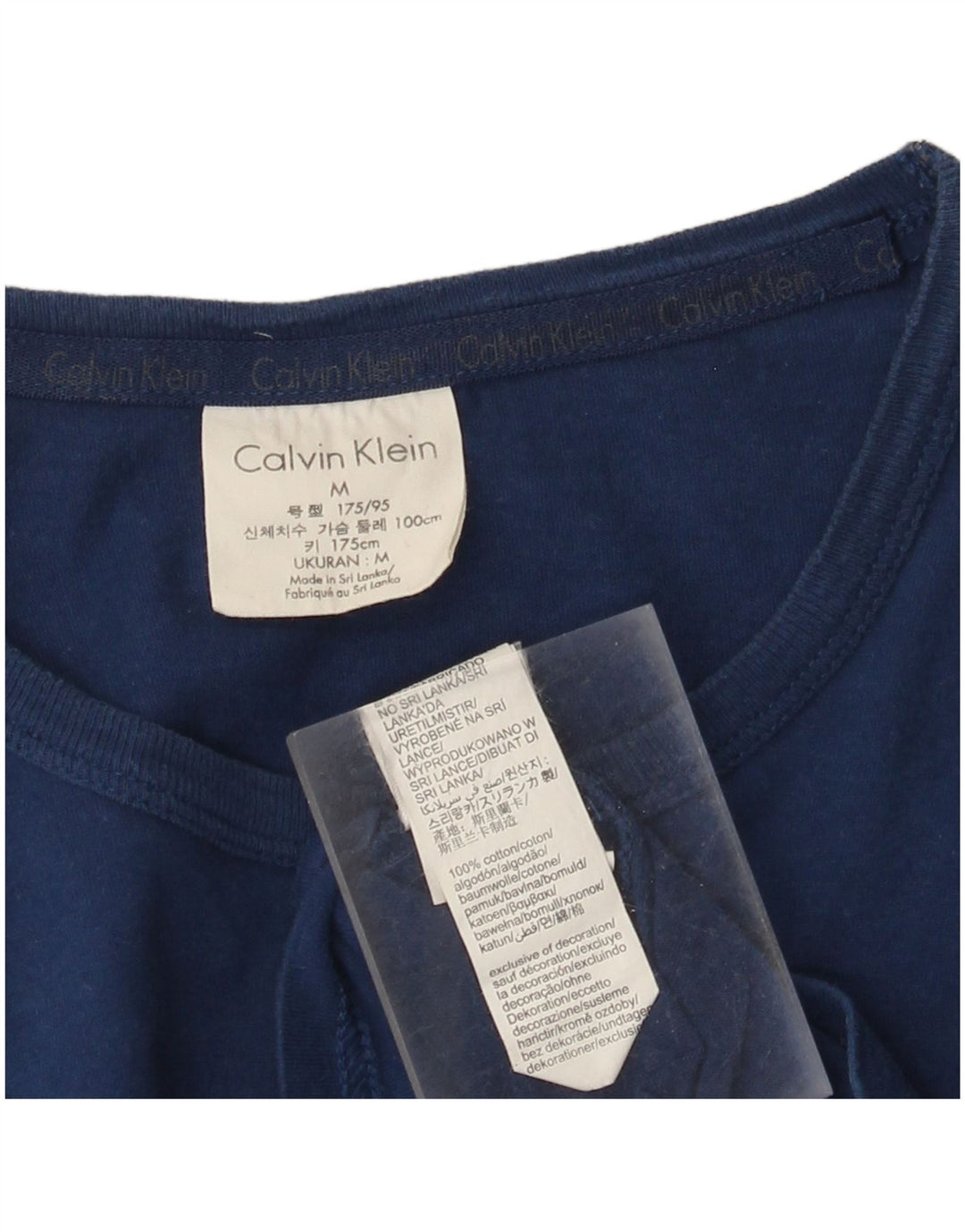 Męska koszulka z grafiką Calvin Klein, średnia, granatowa bawełna