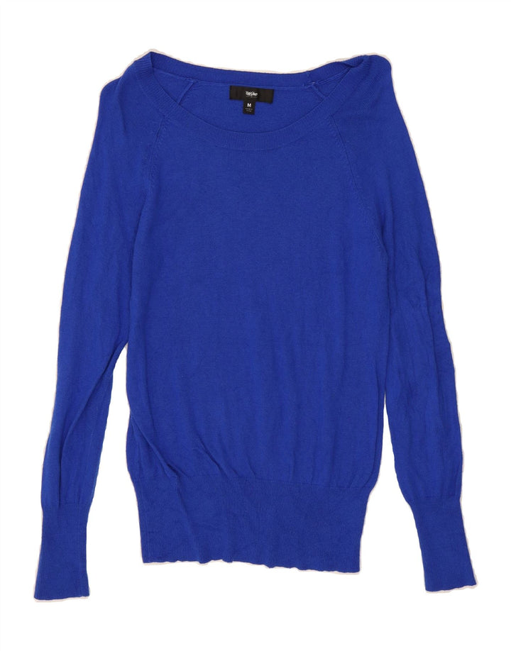 MOSSIMO Womens Boat Neck Jumper Sweater UK 12 Medium Blue Nylon Vintage Mossimo and Second-Hand Mossimo from Messina Hembry 