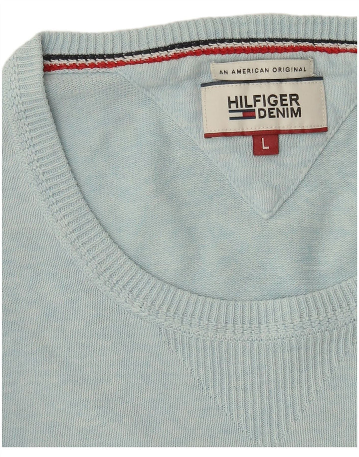Męski sweter z okrągłym dekoltem Tommy Hilfiger, duży niebieski