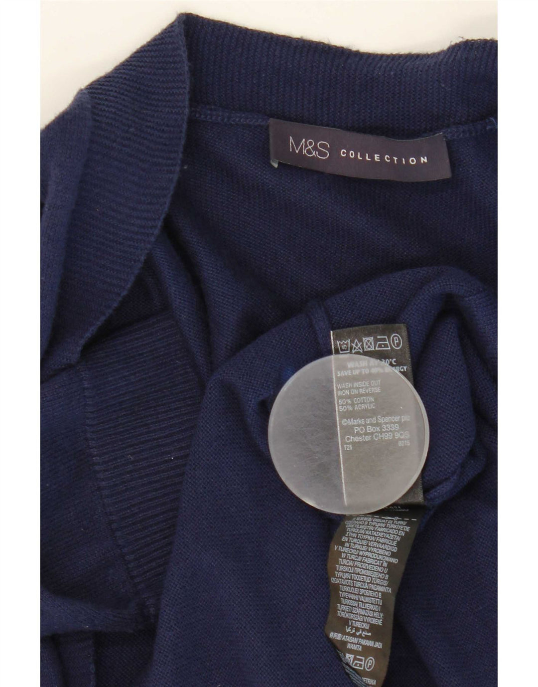 Marks & Spencer Damski sweter o przedłużonym fasonie, UK 12, średni granatowy