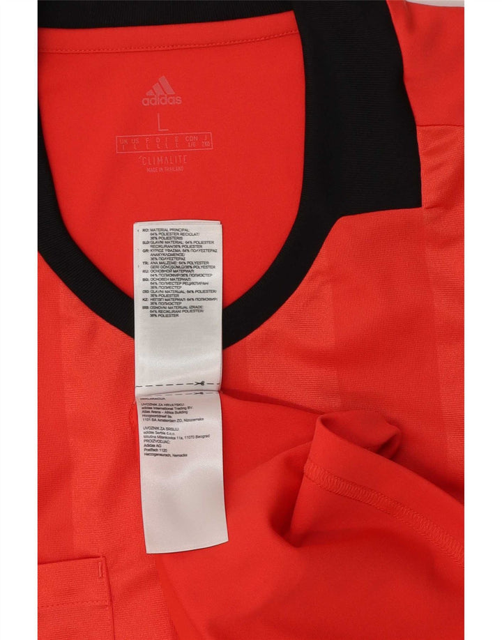 Adidas Męski T-shirt Top Duży Czerwony Poliester z blokami kolorów