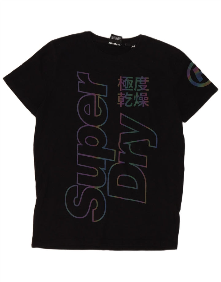 Męski T-shirt z grafiką Superdry, bawełniany, średni czarny
