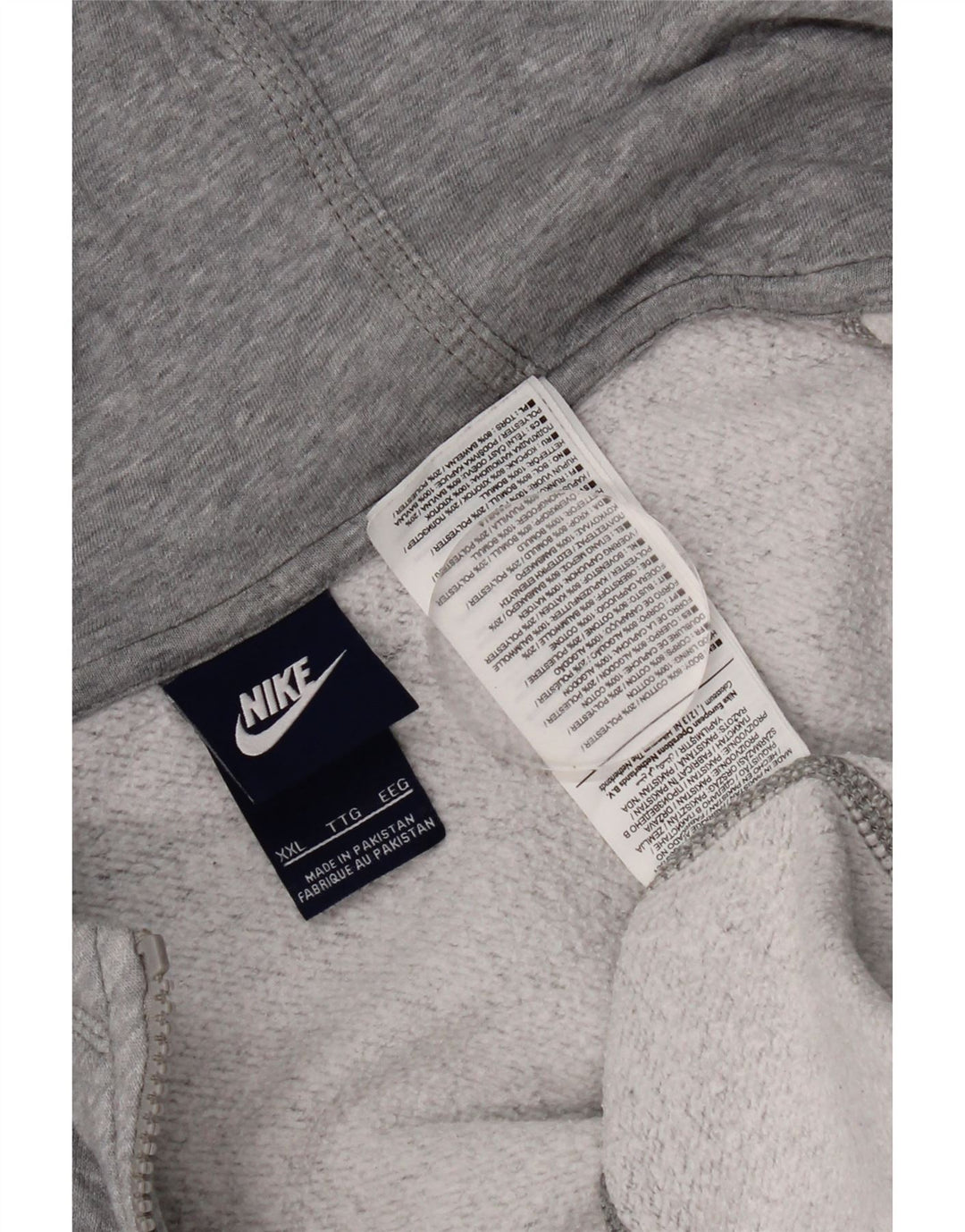 Męski sweter z kapturem i zamkiem Nike, 2XL, szara bawełna