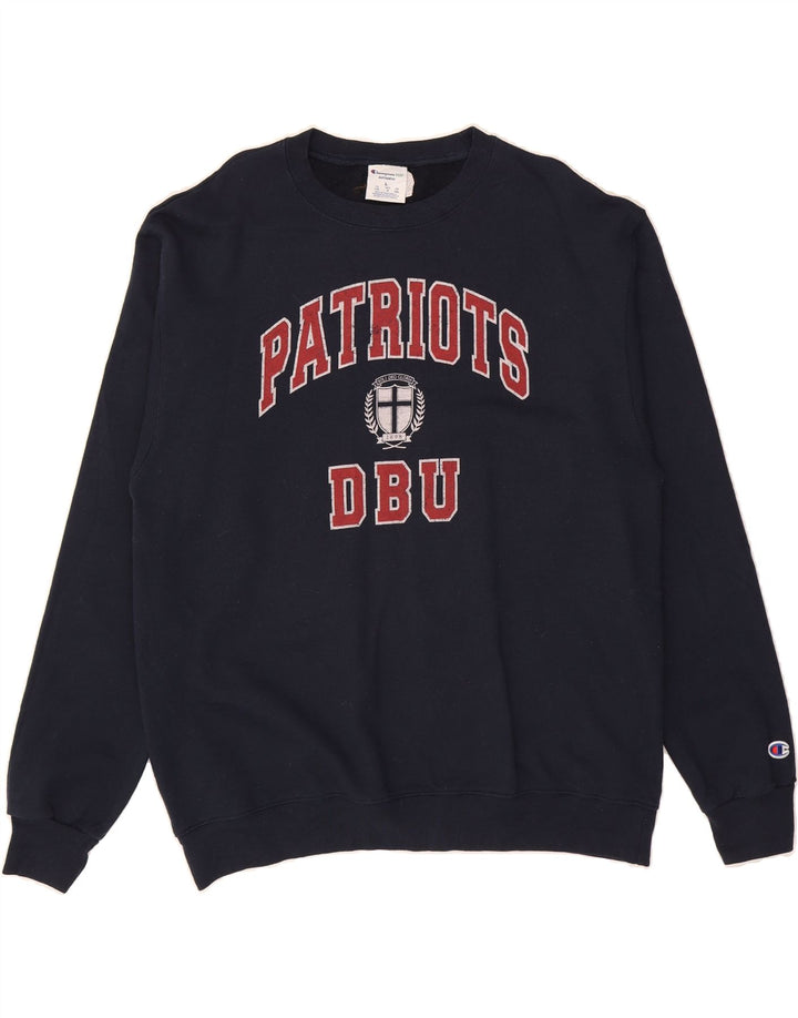 CHAMPION Mens Graphic Sweatshirt Jumper Large Navy Blue Cotton Vintage Champion and Second-Hand Champion from Messina Hembry 