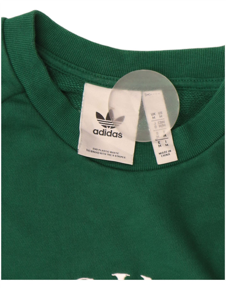 Męska bluza Adidas z grafiką, średnia, zielona bawełna
