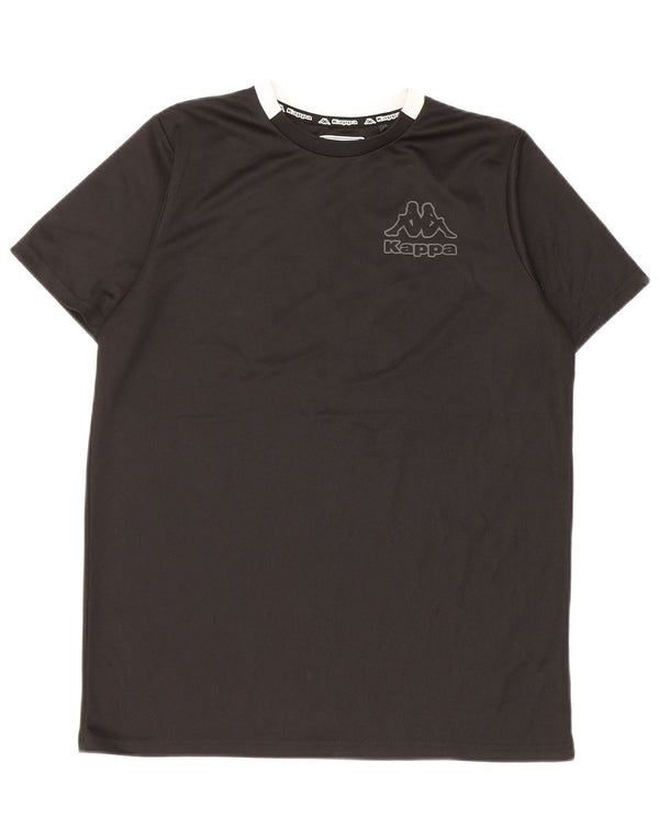 T-shirt chłopięcy Kappa, 14-15 lat, czarny poliester z blokami kolorów