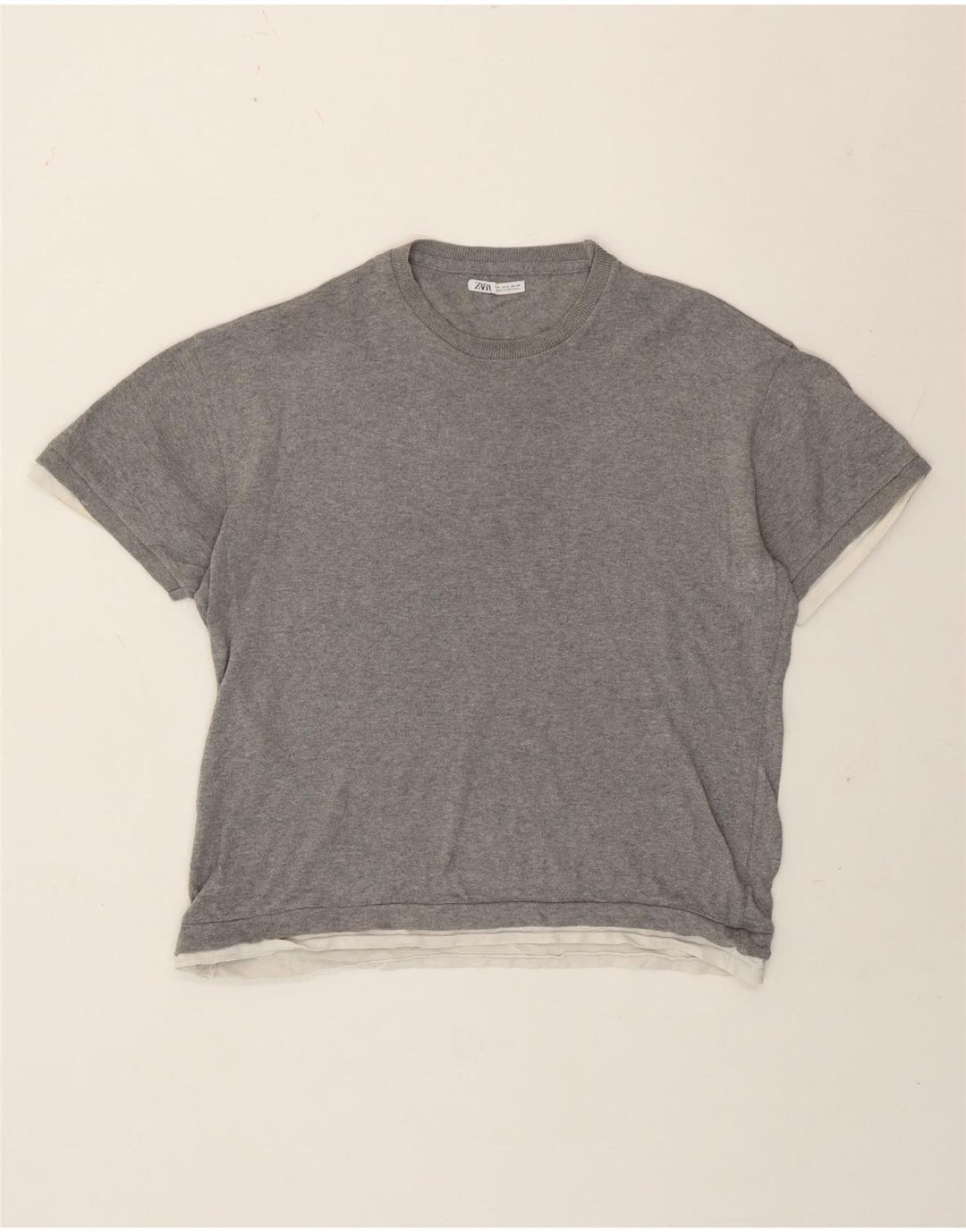 Męski T-shirt Zara, mały, szary