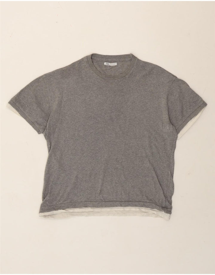 Męski T-shirt Zara, mały, szary